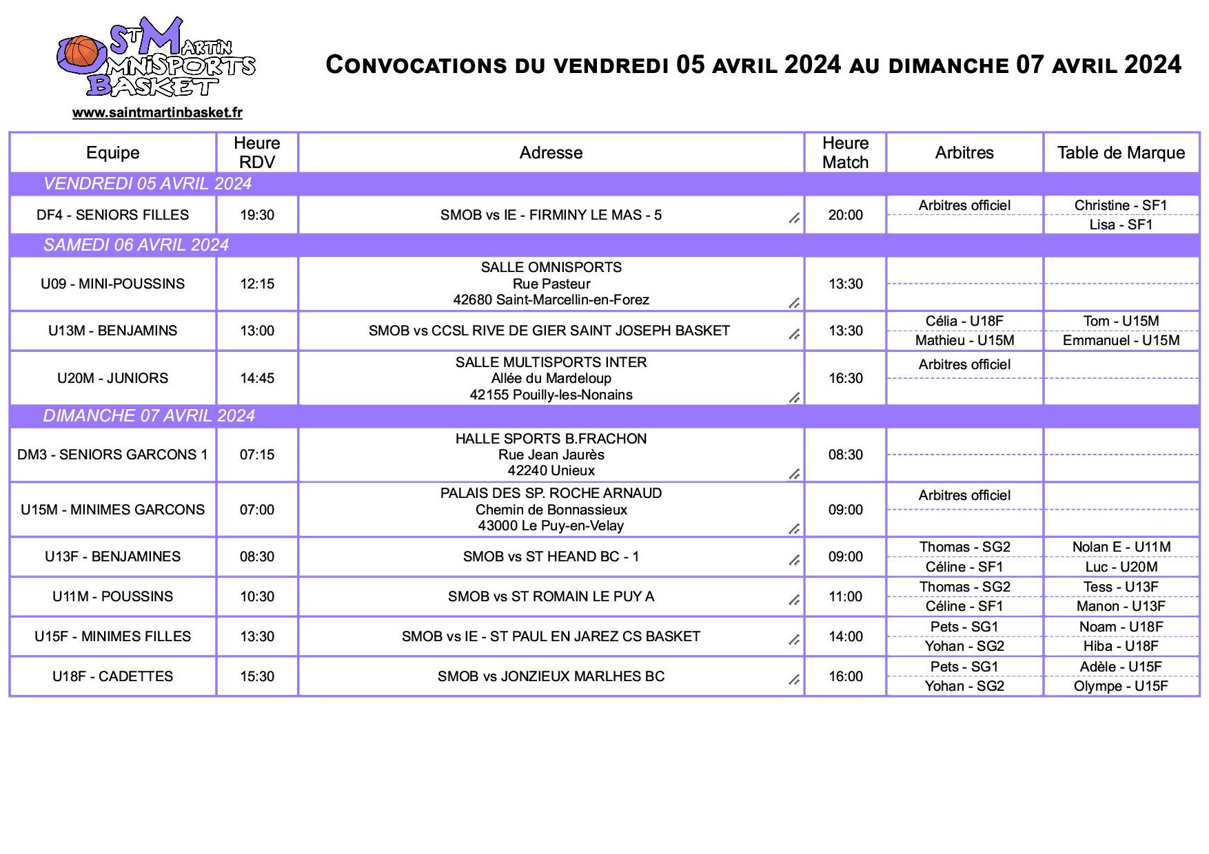 CONVOCATIONS WEEKEND DU 06-07 AVRIL 2024 post thumbnail image