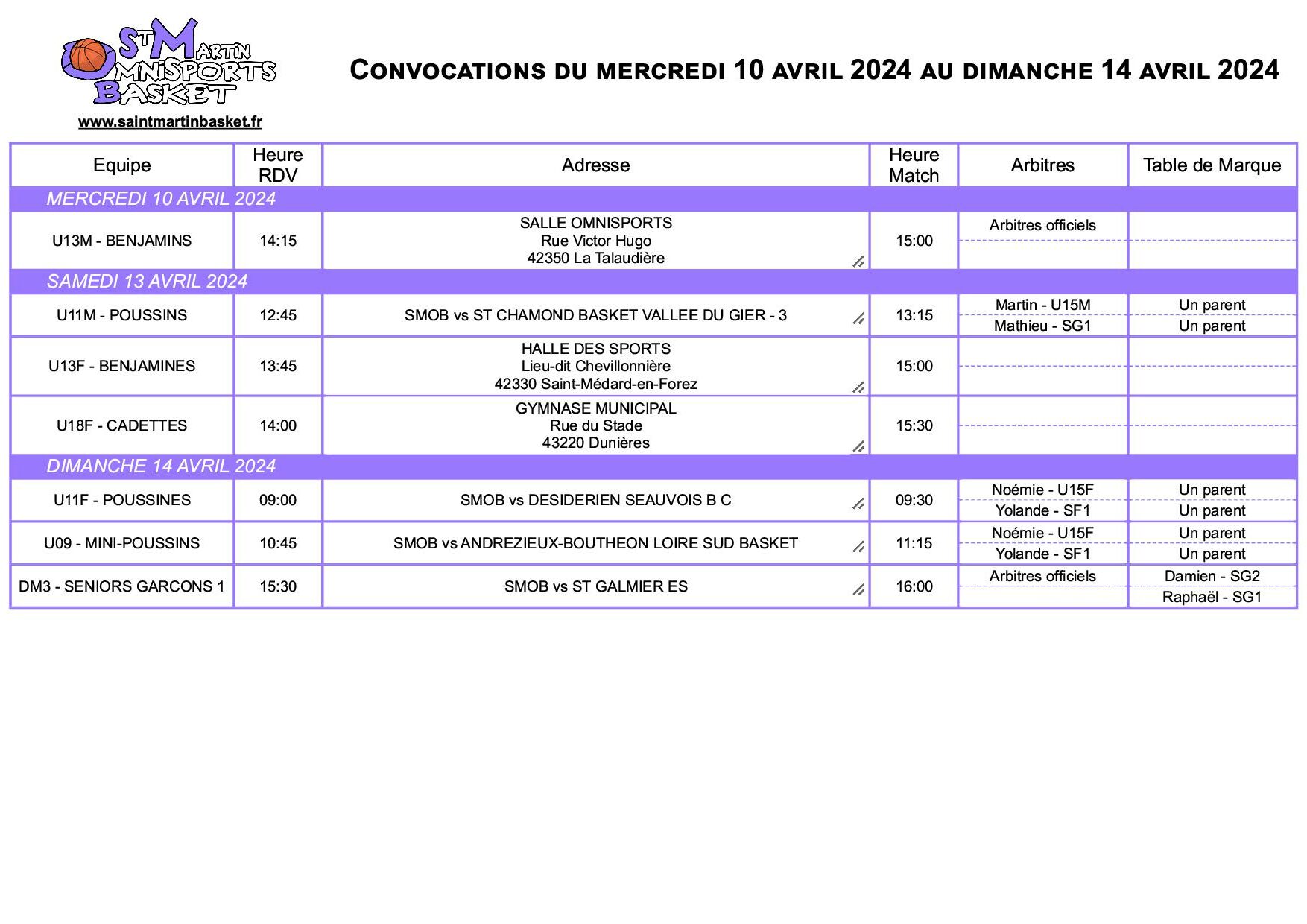 CONVOCATIONS WEEKEND DU 10-13-14 AVRIL 2024 post thumbnail image