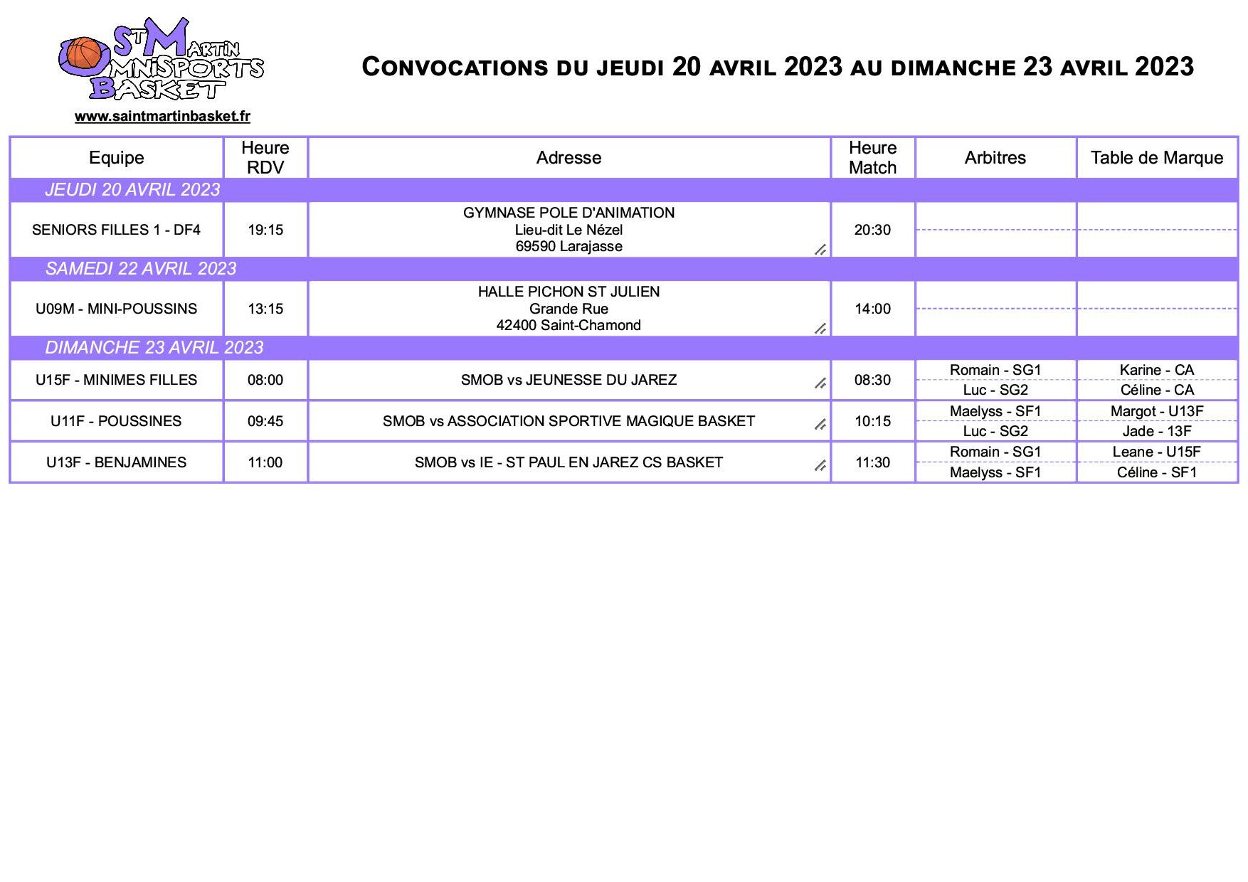 CONVOCATIONS WEEK-END DU 20-22-23 AVRIL 2023 post thumbnail image